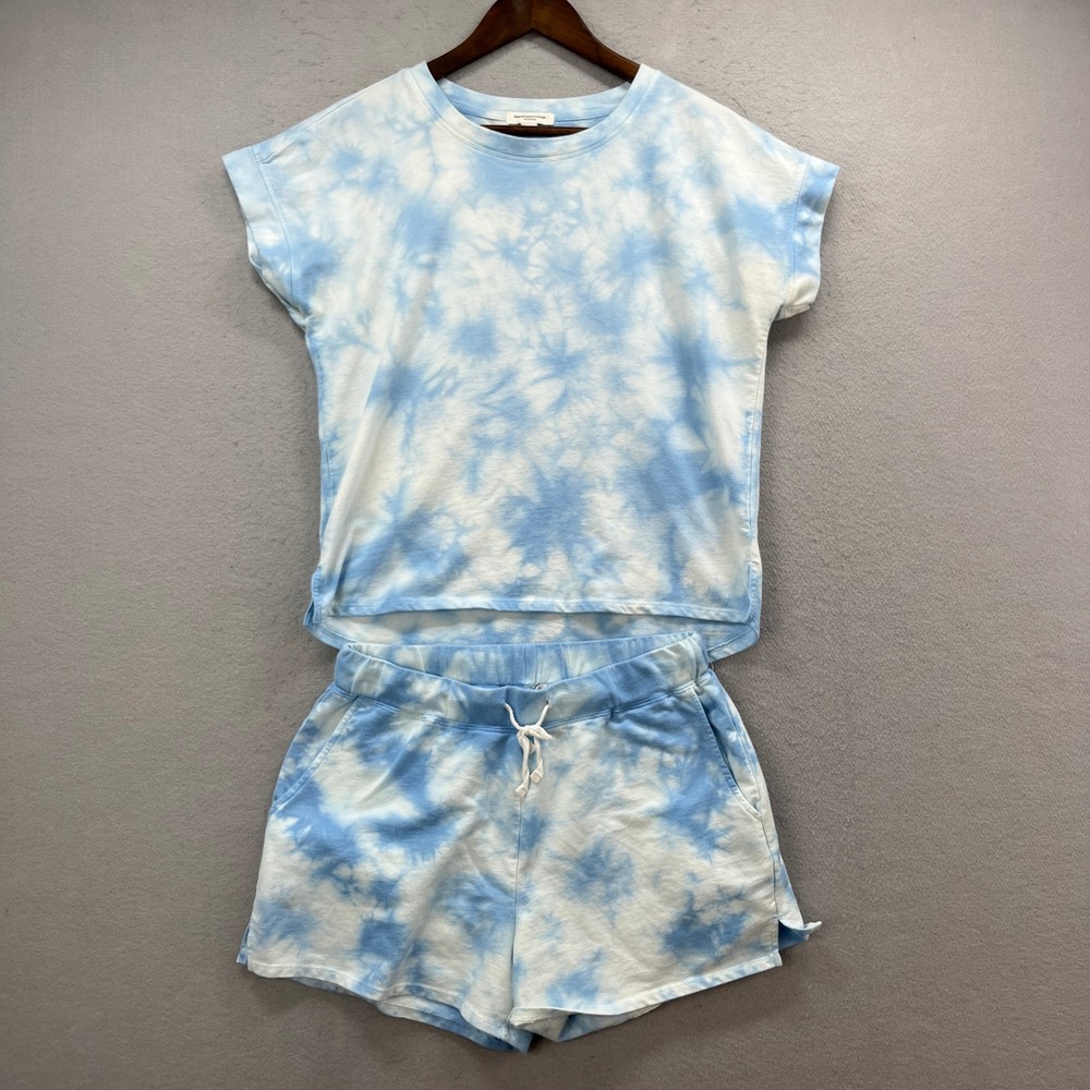 BeachLunchLounge Lounge Set Womens S Blue White Tie Dye Coastal Casual Shorts